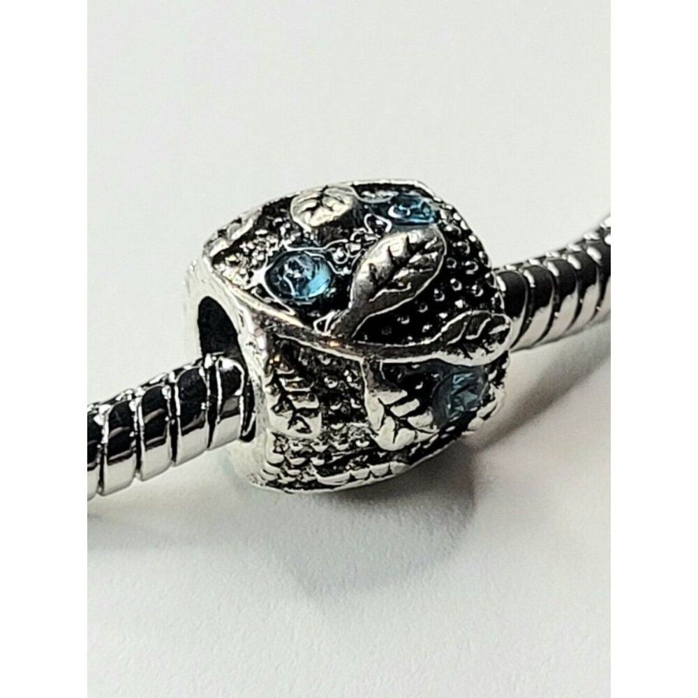 NWT Gorgeous Blue and Silver Color Chunky Leaf Charm For Pandora Charm Bracelets